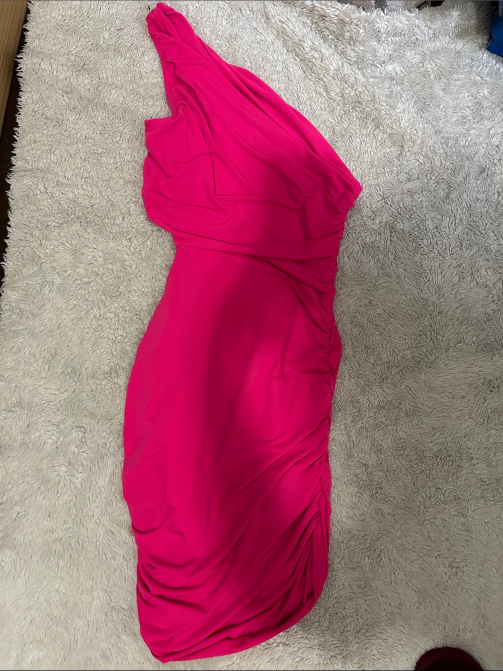 Leith One-Shoulder Drape Dress - Hot Pink